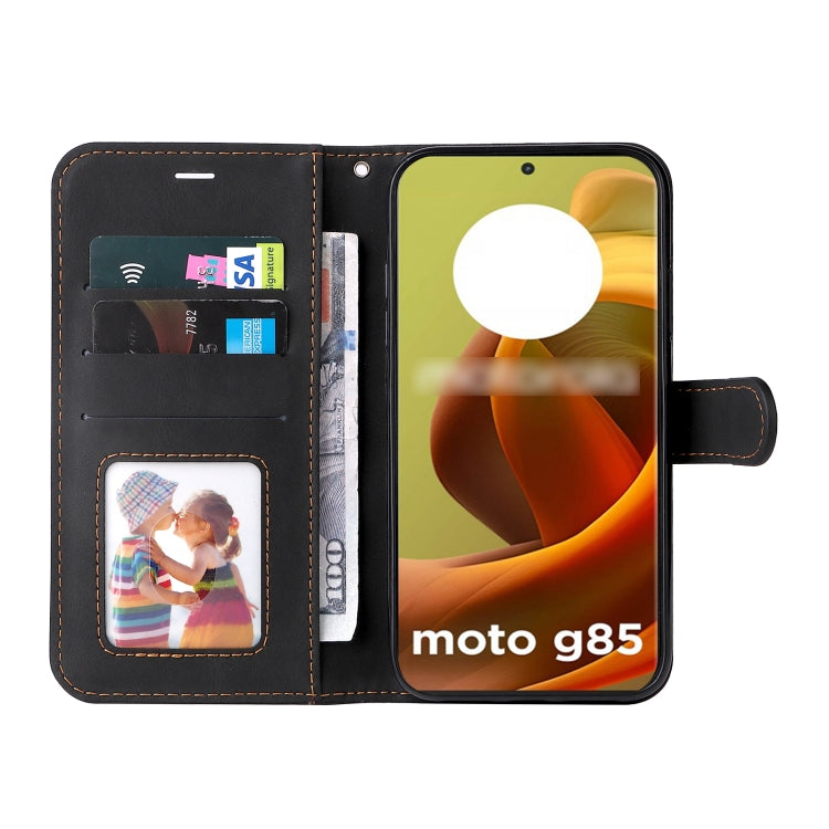 For Motorola Moto G85 Three Color Splicing Leather Phone Case