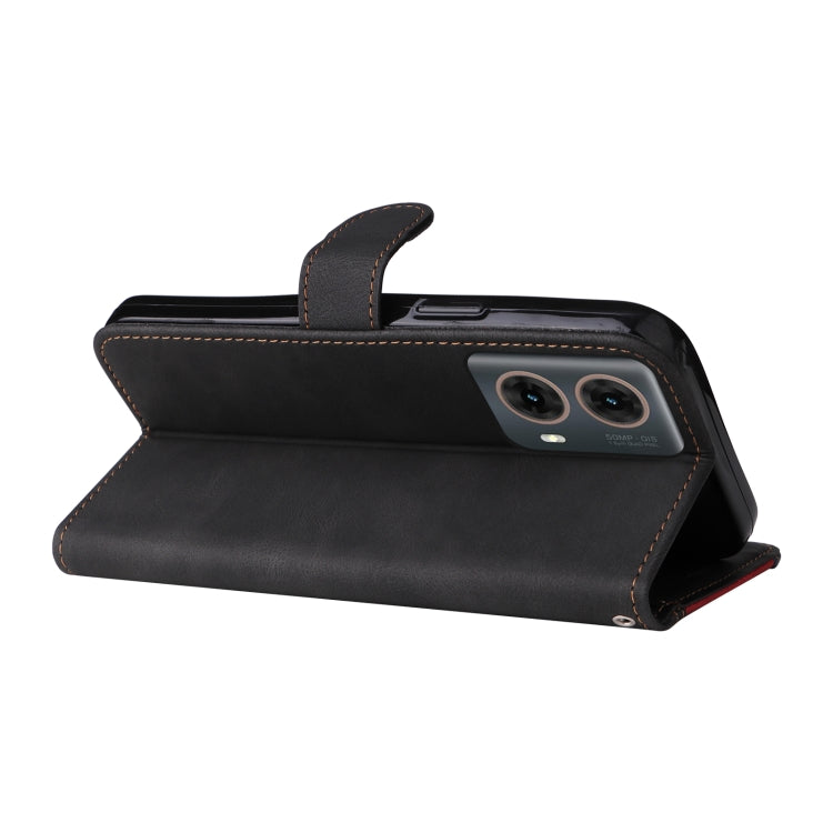 For Motorola Moto G85 Three Color Splicing Leather Phone Case