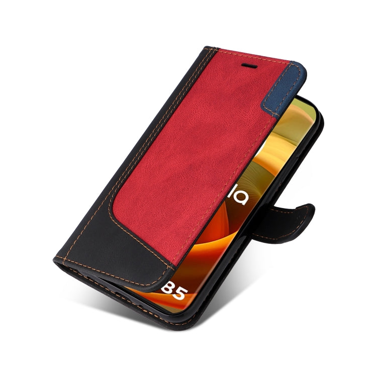 For Motorola Moto G85 Three Color Splicing Leather Phone Case