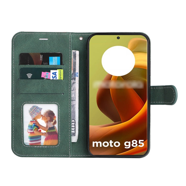 For Motorola Moto G85 Three Color Splicing Leather Phone Case