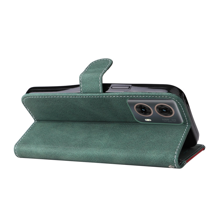 For Motorola Moto G85 Three Color Splicing Leather Phone Case