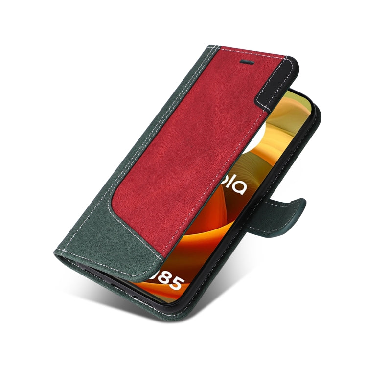 For Motorola Moto G85 Three Color Splicing Leather Phone Case