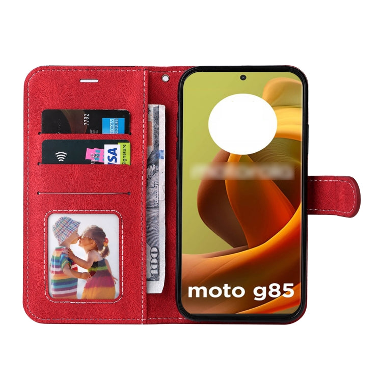 For Motorola Moto G85 Three Color Splicing Leather Phone Case