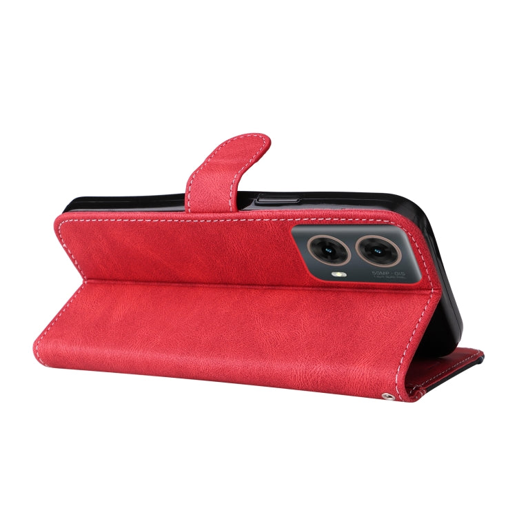 For Motorola Moto G85 Three Color Splicing Leather Phone Case