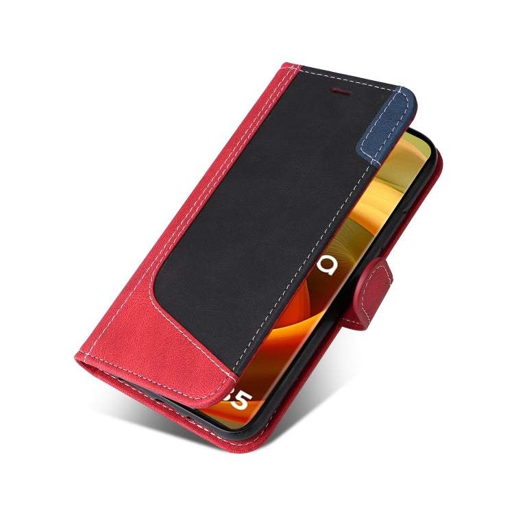 For Motorola Moto G85 Three Color Splicing Leather Phone Case
