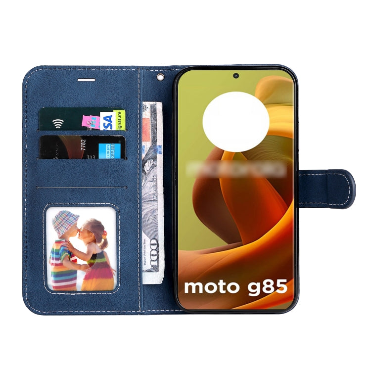 For Motorola Moto G85 Three Color Splicing Leather Phone Case