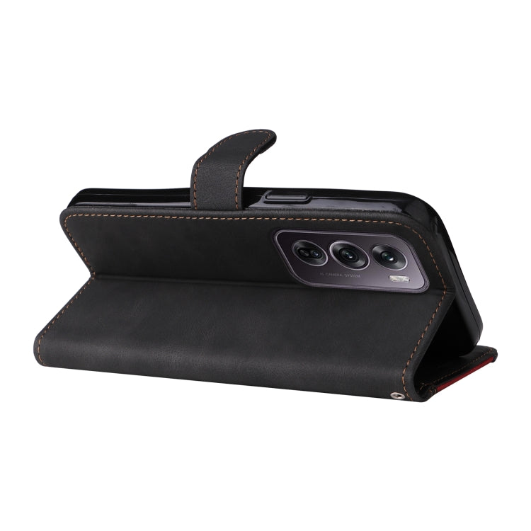 For OPPO Reno12 Pro 5G Global Three Color Splicing Leather Phone Case