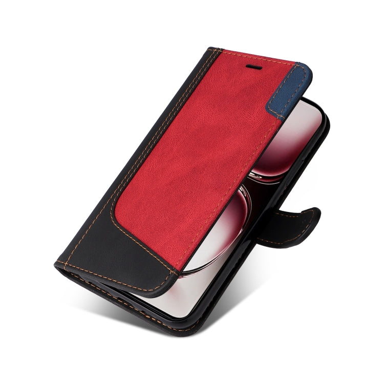 For OPPO Reno12 Pro 5G Global Three Color Splicing Leather Phone Case