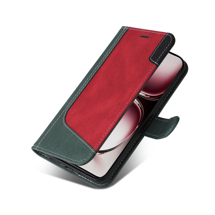 For OPPO Reno12 Pro 5G Global Three Color Splicing Leather Phone Case