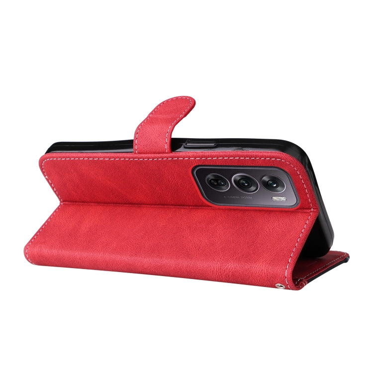 For OPPO Reno12 Pro 5G Global Three Color Splicing Leather Phone Case