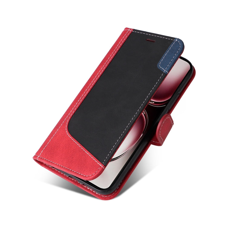 For OPPO Reno12 Pro 5G Global Three Color Splicing Leather Phone Case
