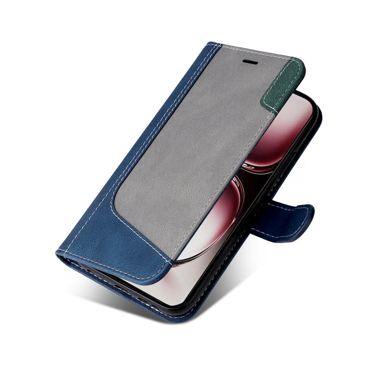 For OPPO Reno12 Pro 5G Global Three Color Splicing Leather Phone Case