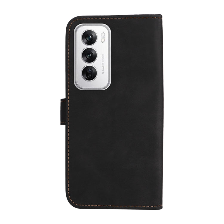 For OPPO Reno12 5G Global Three Color Splicing Leather Phone Case