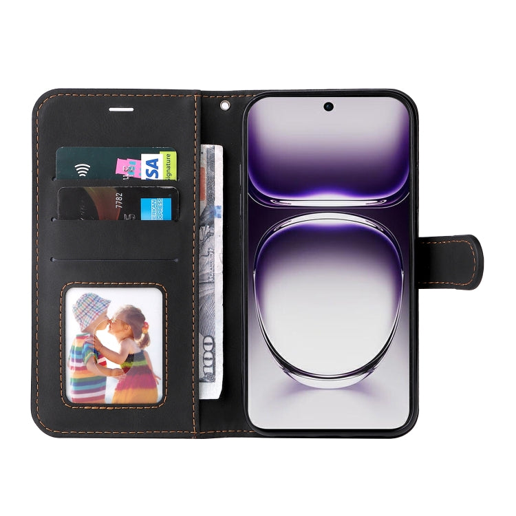For OPPO Reno12 5G Global Three Color Splicing Leather Phone Case