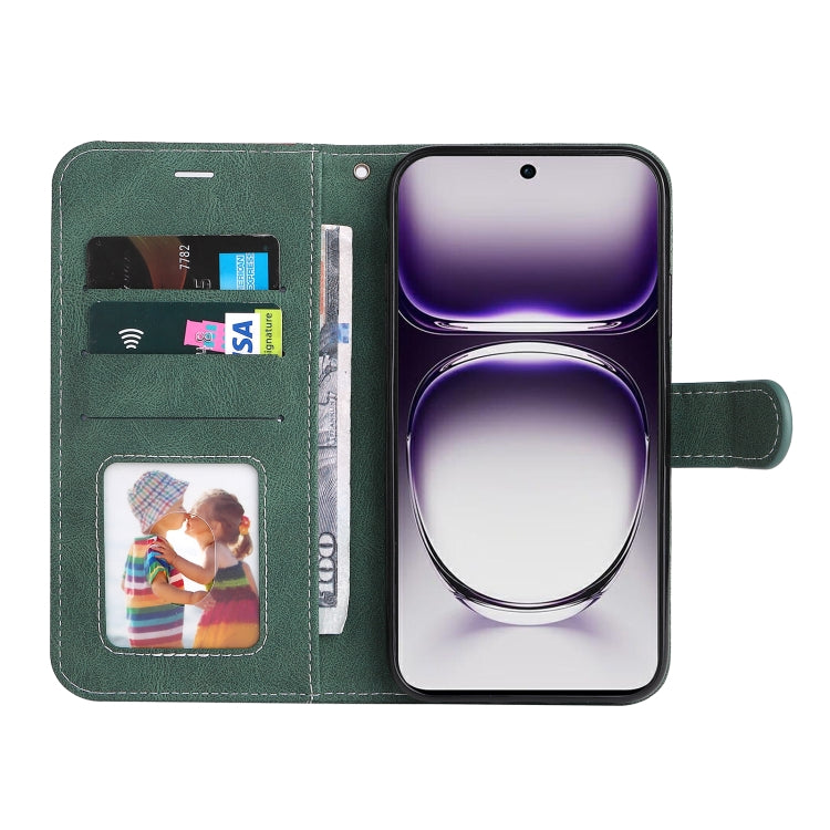 For OPPO Reno12 5G Global Three Color Splicing Leather Phone Case