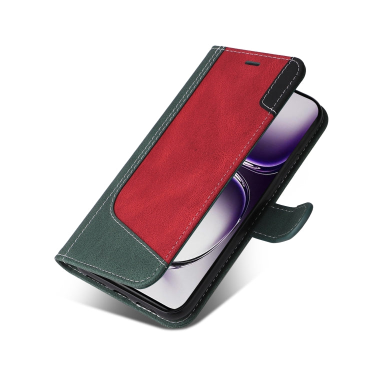 For OPPO Reno12 5G Global Three Color Splicing Leather Phone Case