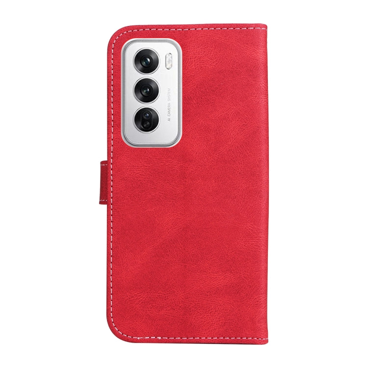 For OPPO Reno12 5G Global Three Color Splicing Leather Phone Case