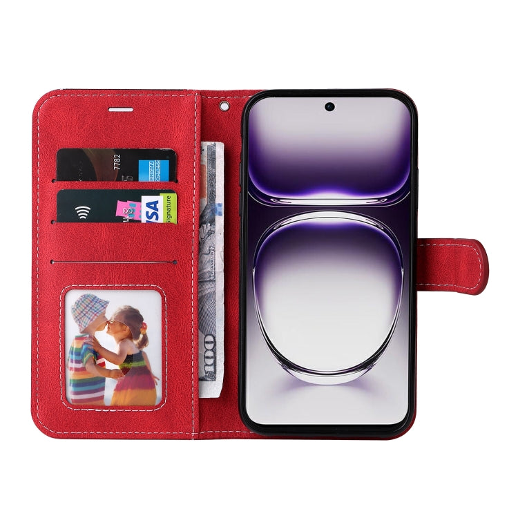 For OPPO Reno12 5G Global Three Color Splicing Leather Phone Case