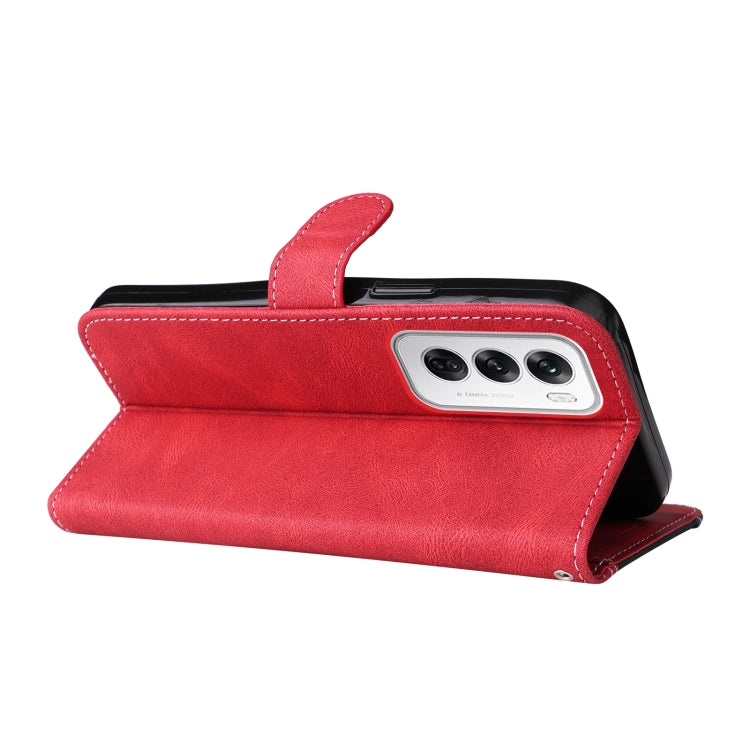 For OPPO Reno12 5G Global Three Color Splicing Leather Phone Case