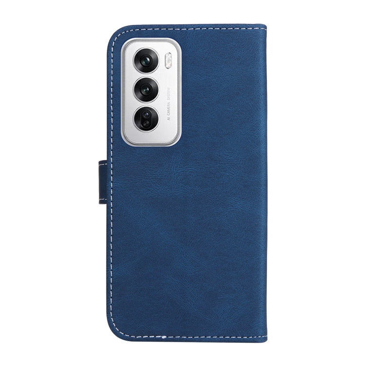 For OPPO Reno12 5G Global Three Color Splicing Leather Phone Case