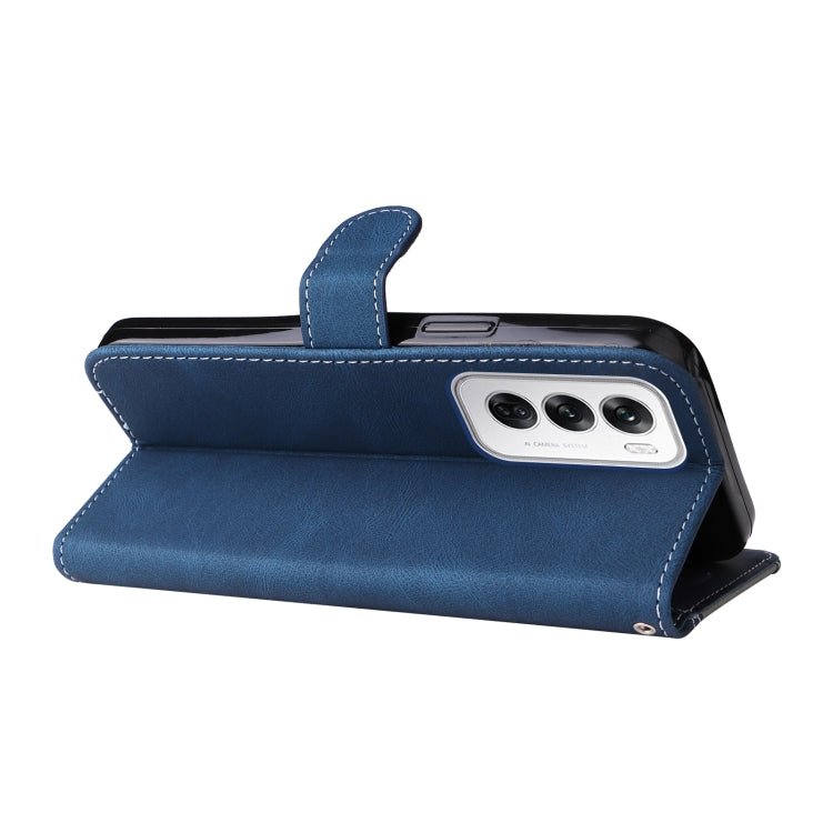 For OPPO Reno12 5G Global Three Color Splicing Leather Phone Case