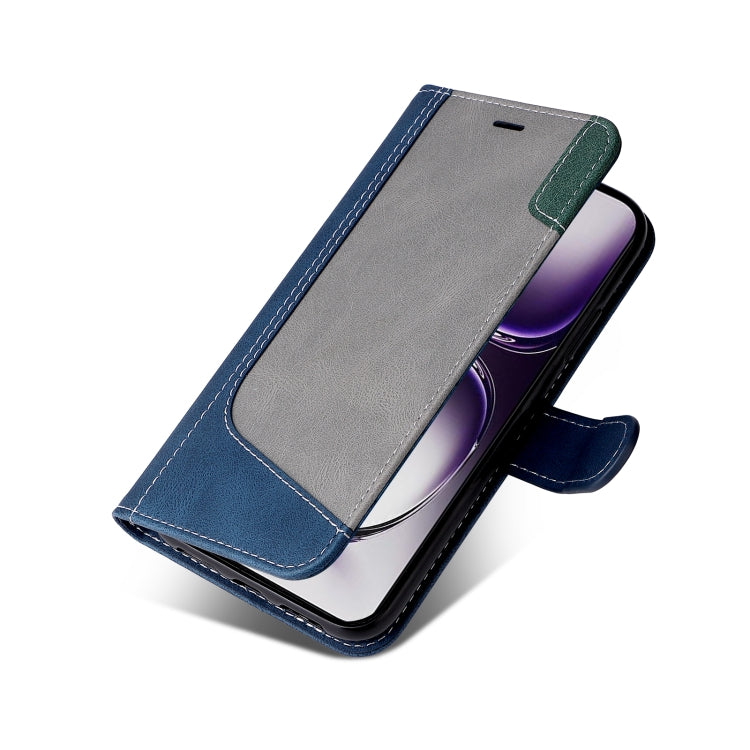 For OPPO Reno12 5G Global Three Color Splicing Leather Phone Case
