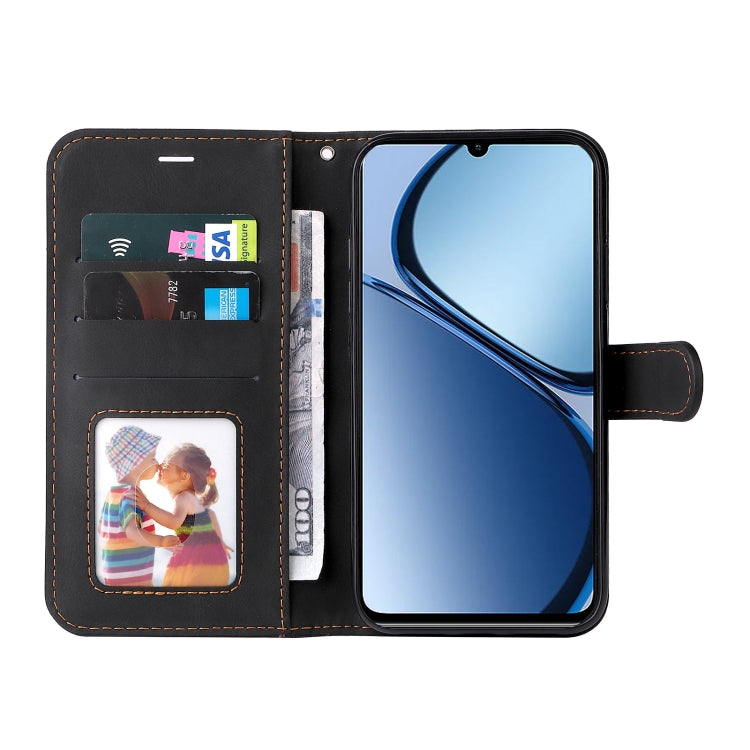 For Realme C63 / C61 Global Three Color Splicing Leather Phone Case