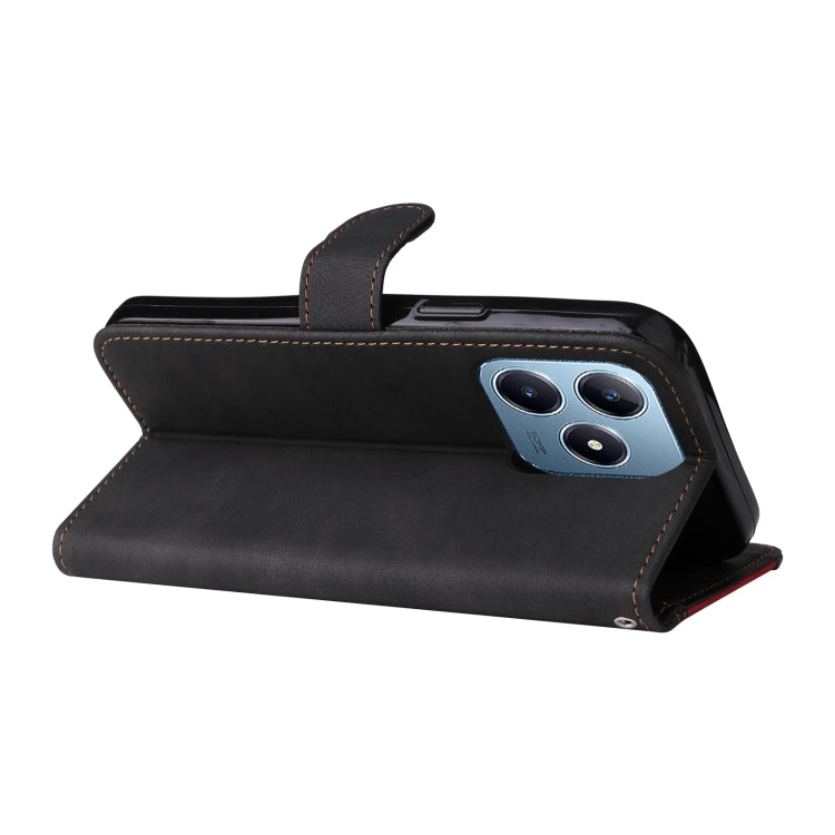 For Realme C63 / C61 Global Three Color Splicing Leather Phone Case