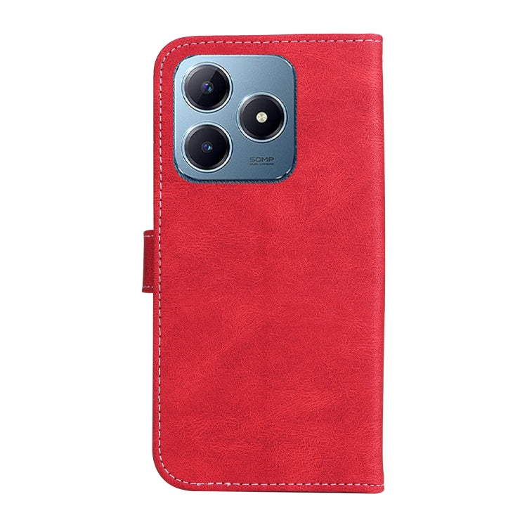 For Realme C63 / C61 Global Three Color Splicing Leather Phone Case