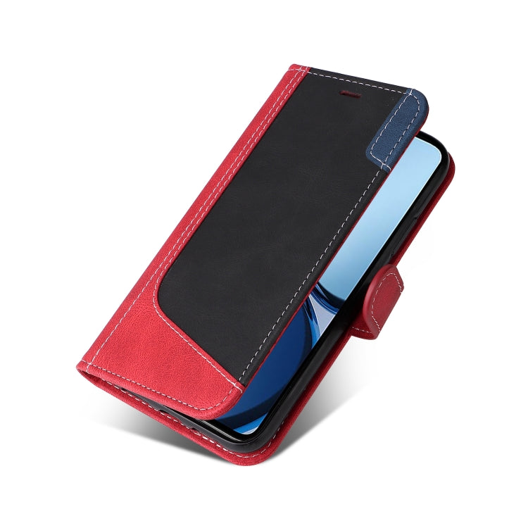 For Realme C63 / C61 Global Three Color Splicing Leather Phone Case