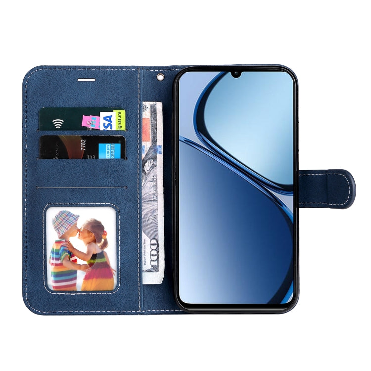 For Realme C63 / C61 Global Three Color Splicing Leather Phone Case