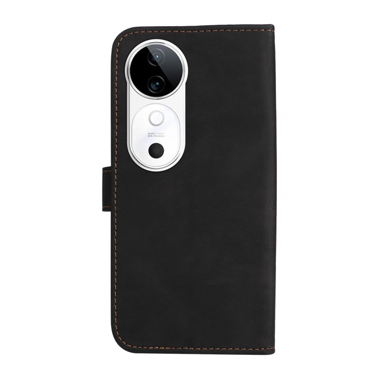 For vivo V40 5G Three Color Splicing Leather Phone Case