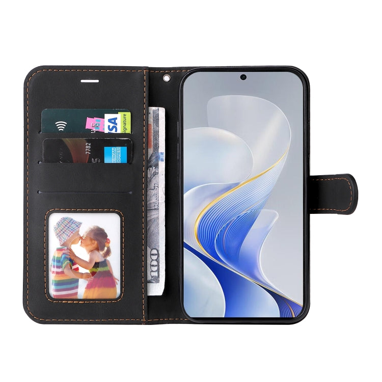For vivo V40 5G Three Color Splicing Leather Phone Case