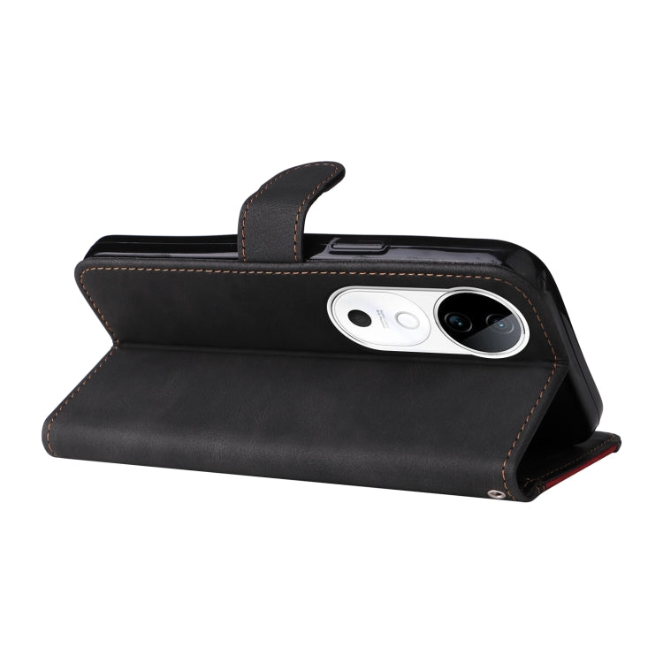 For vivo V40 5G Three Color Splicing Leather Phone Case