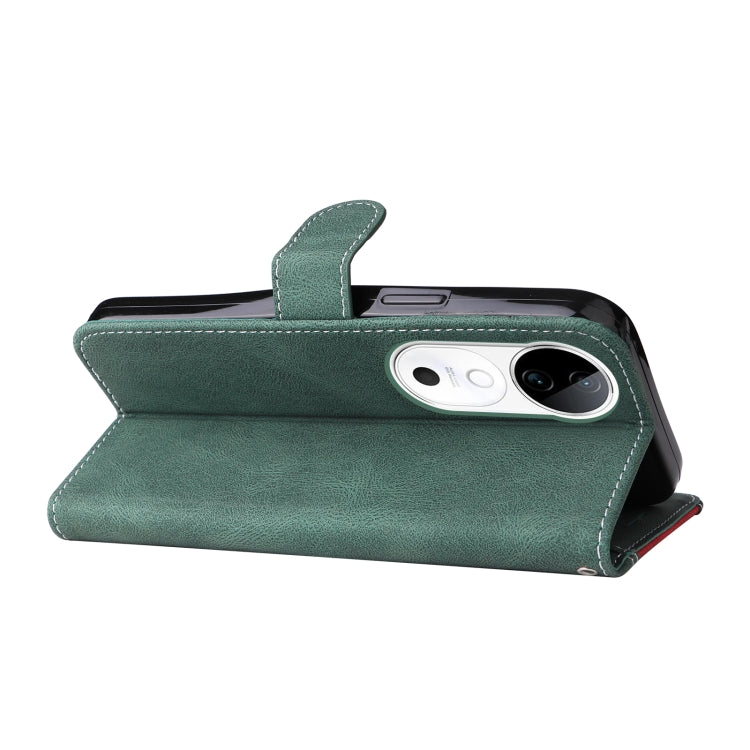 For vivo V40 5G Three Color Splicing Leather Phone Case