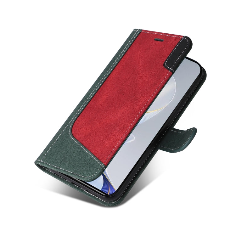 For vivo V40 5G Three Color Splicing Leather Phone Case