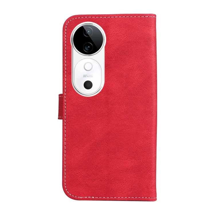 For vivo V40 5G Three Color Splicing Leather Phone Case