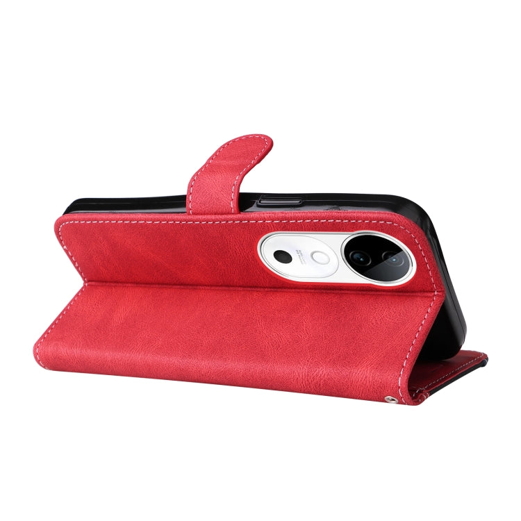 For vivo V40 5G Three Color Splicing Leather Phone Case