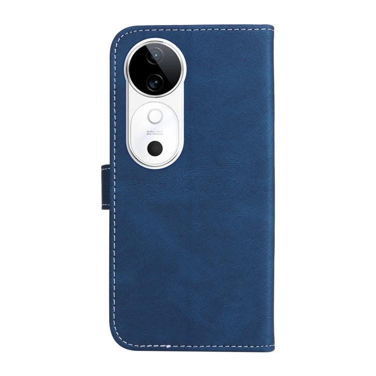 For vivo V40 5G Three Color Splicing Leather Phone Case