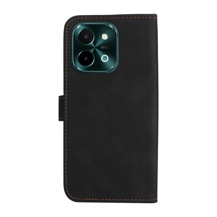 For vivo Y28 4G Three Color Splicing Leather Phone Case