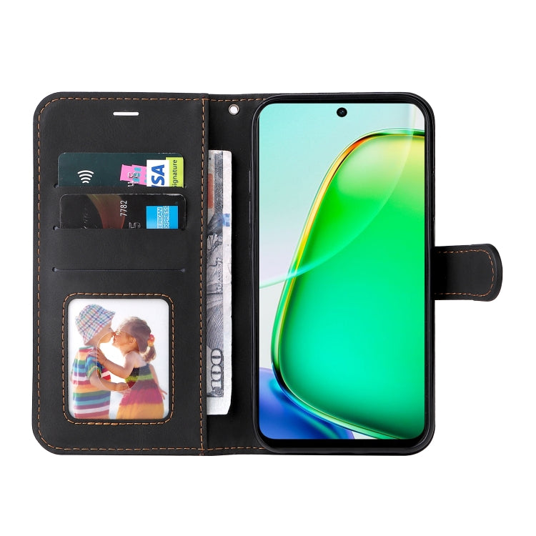 For vivo Y28 4G Three Color Splicing Leather Phone Case