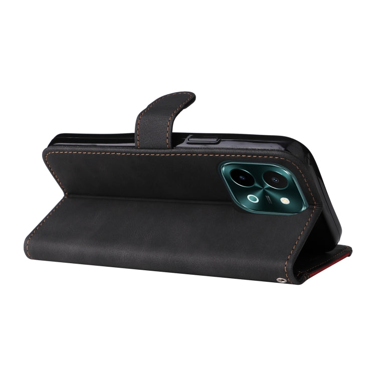 For vivo Y28 4G Three Color Splicing Leather Phone Case