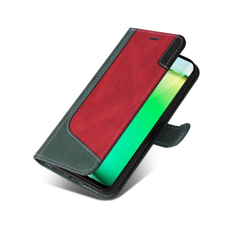 For vivo Y28 4G Three Color Splicing Leather Phone Case