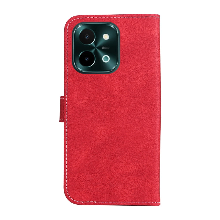 For vivo Y28 4G Three Color Splicing Leather Phone Case