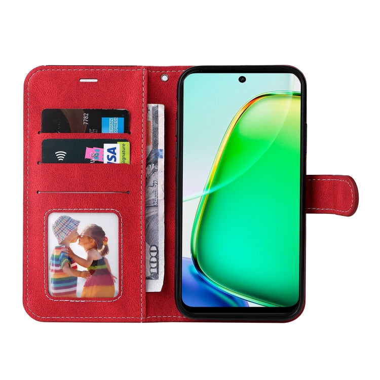 For vivo Y28 4G Three Color Splicing Leather Phone Case