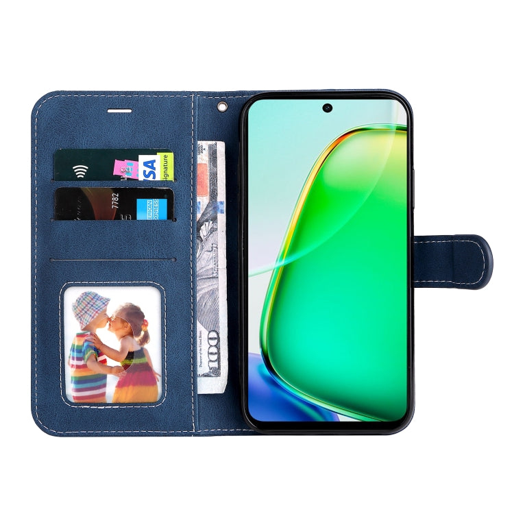 For vivo Y28 4G Three Color Splicing Leather Phone Case
