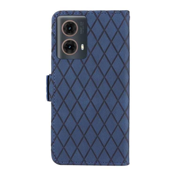 For Motorola Moto G85 Dual-color Rhombic Lattice Leather Phone Case