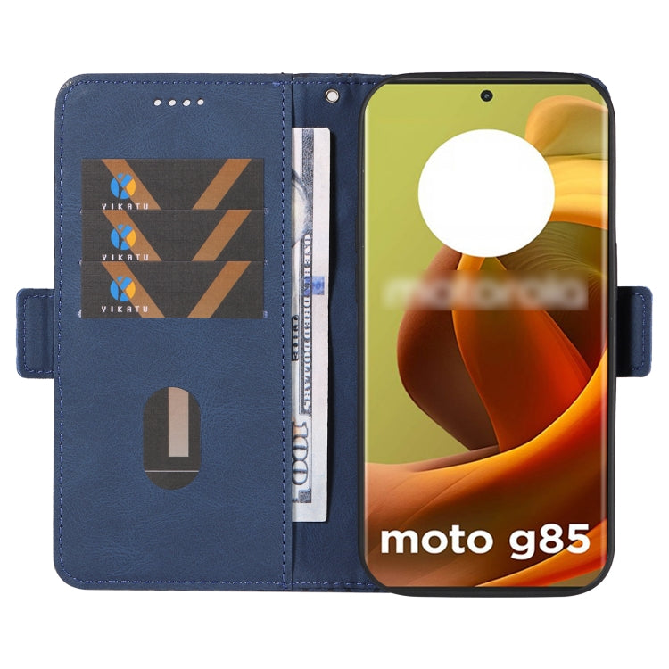 For Motorola Moto G85 Dual-color Rhombic Lattice Leather Phone Case
