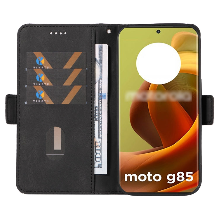 For Motorola Moto G85 Dual-color Rhombic Lattice Leather Phone Case