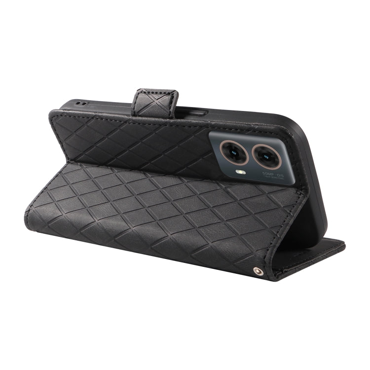 For Motorola Moto G85 Dual-color Rhombic Lattice Leather Phone Case